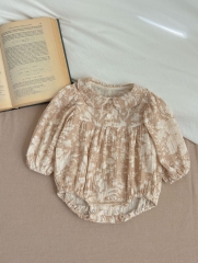 2024 New Spring Infant Baby Girls Jacquard Long Sleeve One Piece Wholesale