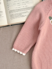 2024 Infant Baby Girls Jacquard Embroidery  One Piece In Autumn And Winter Wholesale