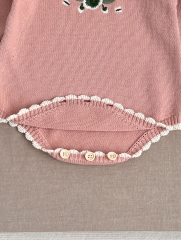 2024 Infant Baby Girls Jacquard Embroidery  One Piece In Autumn And Winter Wholesale