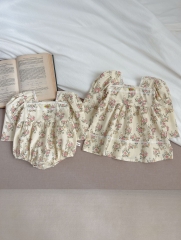 New Autumn Infant Baby Girls Jacquard Combo Laces  Long Sleeve One Piece&Dress Wholesale
