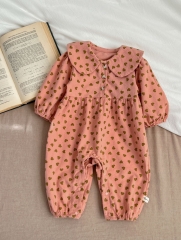 Infant Baby Girls Sweety Heart Corduroy Long Sleeve Jumpsuit In New Spring Wholesale