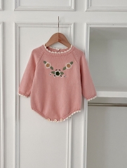2024 Infant Baby Girls Jacquard Embroidery  One Piece In Autumn And Winter Wholesale