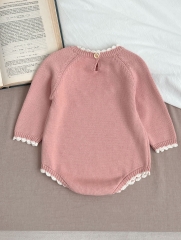 2024 Infant Baby Girls Jacquard Embroidery  One Piece In Autumn And Winter Wholesale