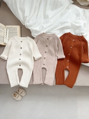 Infant Baby Girls Knitting Solid Colors Long Sleeve Jumpsuit In New Spring Wholesale