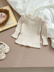 2024 Infant Baby Girls Solid Colors Long-sleeve Undershirt Wholesale
