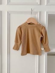 2024 Infant Baby Girls Solid Colors Long-sleeve Undershirt Wholesale