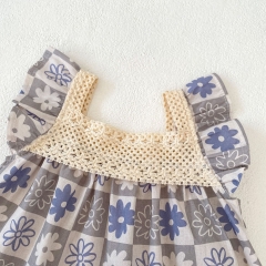 2024 Infant Baby Girls Floral Print Crewneck Sleeveless Tops With Shorts Sets In Summer Wholesale
