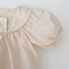 New Summer 2024 Infant Baby Girls 0-3Y Round Collars One Piece Wholesale