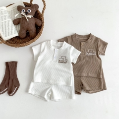 2024 Ins In New Summer Infant Baby Girls Bear Head Tops With Shorts Sets Wholesale