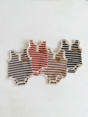 2024 Infant Baby Unisex Little Bear Head Combo Stripe One Piece In Summer Wholesale