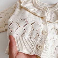 2024 In New Spring White Long Sleeve Knit Cardigan Knitwear Wholesale