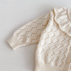 2024 In New Spring White Long Sleeve Knit Cardigan Knitwear Wholesale