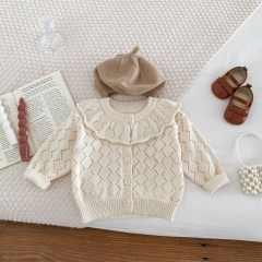 2024 In New Spring White Long Sleeve Knit Cardigan Knitwear Wholesale