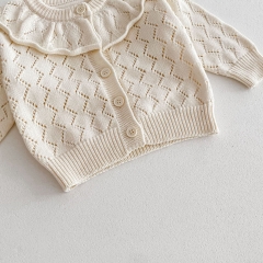 2024 In New Spring White Long Sleeve Knit Cardigan Knitwear Wholesale