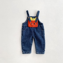2024 New Spring Baby Unisex French Fries Cartoon Cowboy Overall Wholesale
