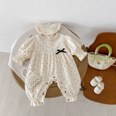 New Arrivals Infant Baby Girls Jacquard Long Sleeve Jumpsuit In New Spring Wholesale