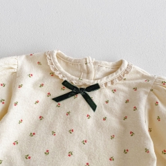 New Arrivals Infant Baby Girls Jacquard Long Sleeve Jumpsuit In New Spring Wholesale