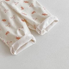 New Spring Ins Infant Baby Girls Laces Undershirt Combo Cartoons Overalls In Sets Wholesale