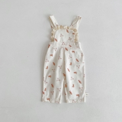 New Spring Ins Infant Baby Girls Laces Undershirt Combo Cartoons Overalls In Sets Wholesale
