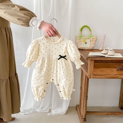 New Arrivals Infant Baby Girls Jacquard Long Sleeve Jumpsuit In New Spring Wholesale