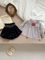 2024 Chinese Style Infant Baby Girls Long-sleeved Top Combo Short Pant In Sets Wholesale
