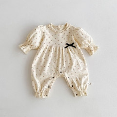 New Arrivals Infant Baby Girls Jacquard Long Sleeve Jumpsuit In New Spring Wholesale