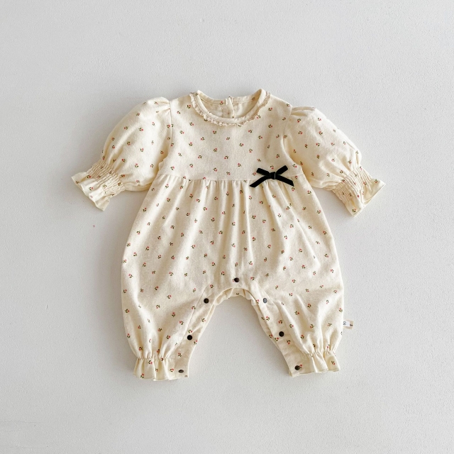 New Arrivals Infant Baby Girls Jacquard Long Sleeve Jumpsuit In New Spring Wholesale
