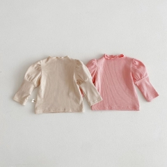 Ins Infant Baby Girls Solid Colors Long-sleeve Undershirt Wholesale