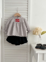 2024 Chinese Style Infant Baby Girls Long-sleeved Top Combo Short Pant In Sets Wholesale