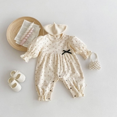 New Arrivals Infant Baby Girls Jacquard Long Sleeve Jumpsuit In New Spring Wholesale