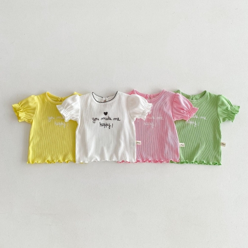 Infant Baby Girls Four Colors Alphabet T-shirt In New Summer Wholesale