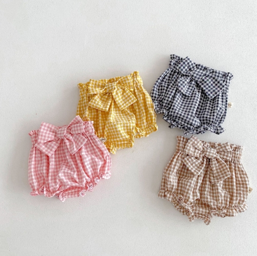 2024 New Arrivals In Summer Infant Baby Girls Grid Short Pants Wholesale
