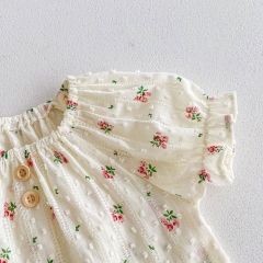 2024 New Arrivals Infant Baby Girls Jacquard Top Combo Short Pant In Sets In Summer Wholesale