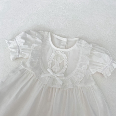 2024 New Arrivals Infant Baby Girls Laces Round-collars Dress Wholesale
