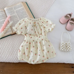 2024 New Arrivals Infant Baby Girls Jacquard Top Combo Short Pant In Sets In Summer Wholesale