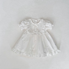 2024 New Arrivals Infant Baby Girls Laces Round-collars Dress Wholesale