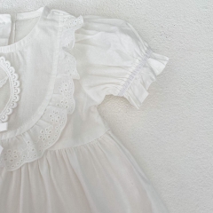 2024 New Arrivals Infant Baby Girls Laces Round-collars Dress Wholesale