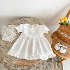 2024 New Arrivals Infant Baby Girls Laces Round-collars Dress Wholesale