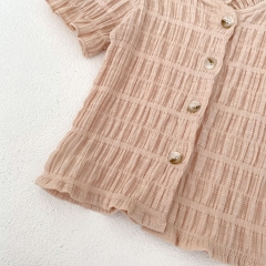 2024 New Summer Infant Baby Girls Solid Colors Tops With Shorts Sets Wholesale