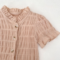 2024 New Summer Infant Baby Girls Solid Colors Tops With Shorts Sets Wholesale