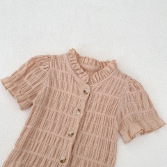 2024 New Summer Infant Baby Girls Solid Colors Tops With Shorts Sets Wholesale