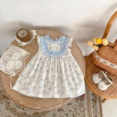 2024 New Summer Infant Baby Girls Dandelion Print Crewneck Sleeveless Dress Wholesale