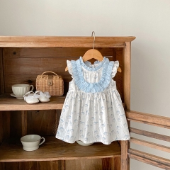 2024 New Summer Infant Baby Girls Dandelion Print Crewneck Sleeveless Dress Wholesale