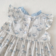 2024 New Summer Infant Baby Girls Dandelion Print Crewneck Sleeveless Dress Wholesale