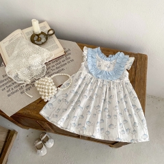 2024 New Summer Infant Baby Girls Dandelion Print Crewneck Sleeveless Dress Wholesale