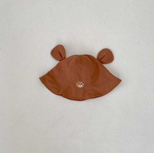New Summer Baby Unisex Little Bear Head Embroidery Bucket Hat Wholesale