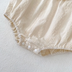 2024 New Arrivals  Infant Baby Girls White Laces Round-collars One Pieces In New Summer Wholesale