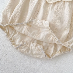 2024 New Arrivals  Infant Baby Girls White Laces Round-collars One Pieces In New Summer Wholesale