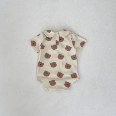 Ins 2024 Infant Baby Girls Little Bear Head Print One Pieces In New Summer Wholesale