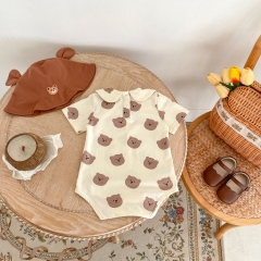 Ins 2024 Infant Baby Girls Little Bear Head Print One Pieces In New Summer Wholesale